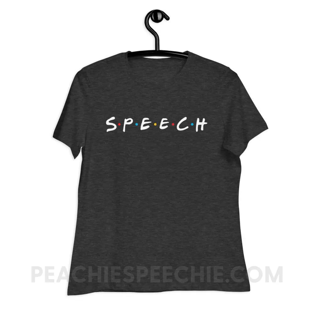 Friends Speech Women’s Relaxed Tee - Dark Grey Heather / S - T-Shirts & Tops peachiespeechie.com