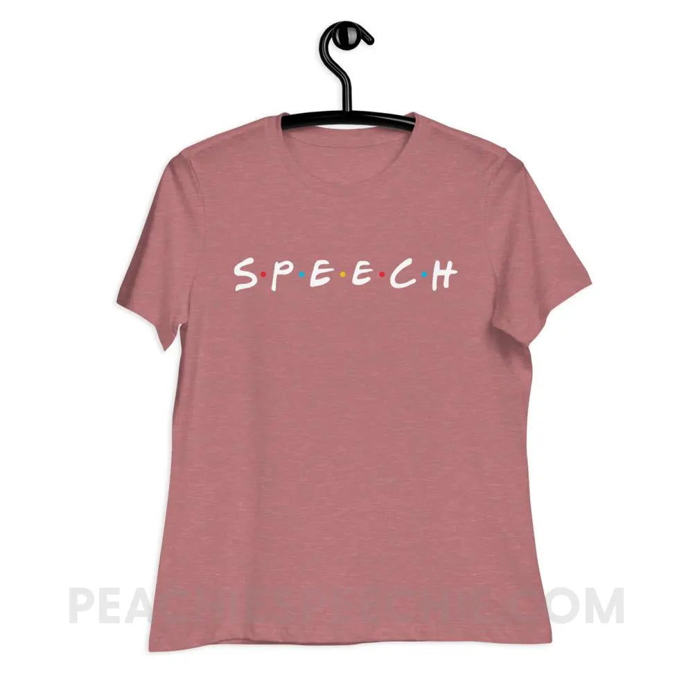 Friends Speech Women’s Relaxed Tee - Heather Mauve / S - T-Shirts & Tops peachiespeechie.com