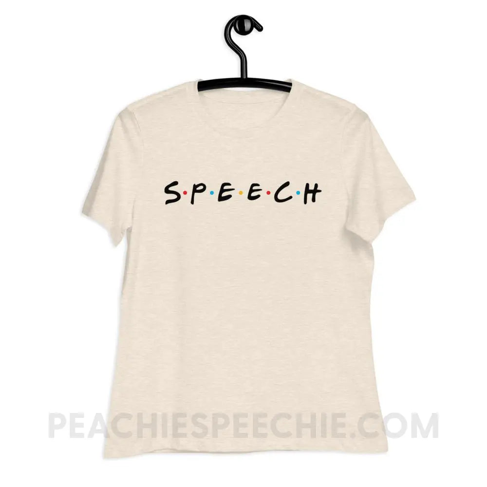 Friends Speech Women’s Relaxed Tee - Heather Prism Natural / S - T-Shirts & Tops peachiespeechie.com