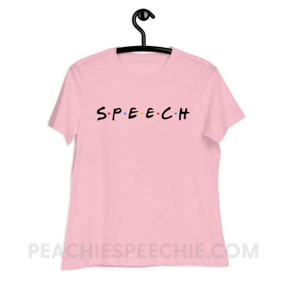 Friends Speech Women’s Relaxed Tee - Pink / S - T-Shirts & Tops peachiespeechie.com