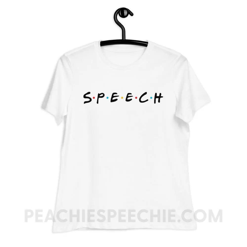 Friends Speech Women’s Relaxed Tee - White / S - T-Shirts & Tops peachiespeechie.com