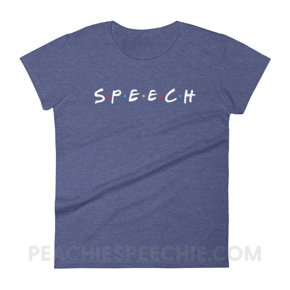 Friends Speech Women’s Trendy Tee - Heather Blue / S - T - Shirts & Tops peachiespeechie.com
