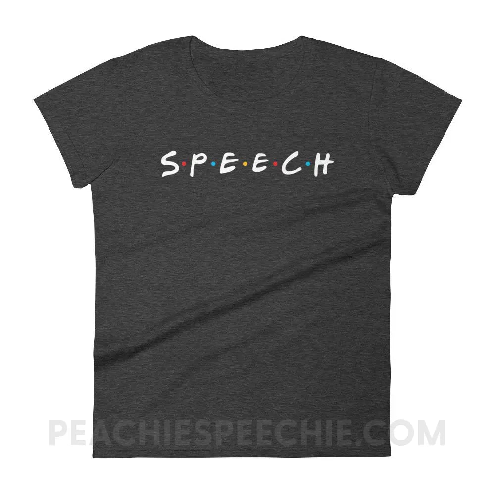 Friends Speech Women’s Trendy Tee - Heather Dark Grey / S - T - Shirts & Tops peachiespeechie.com