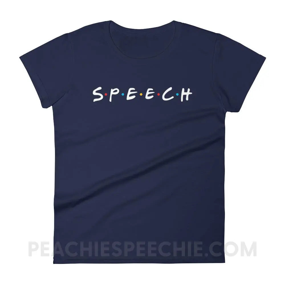 Friends Speech Women’s Trendy Tee - Navy / S - T - Shirts & Tops peachiespeechie.com