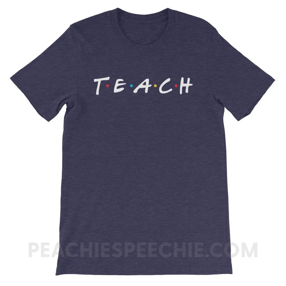 Friends Teach Premium Soft Tee - Heather Midnight Navy / XS - T-Shirts & Tops peachiespeechie.com
