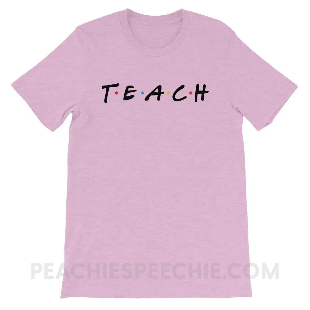 Friends Teach Premium Soft Tee - Heather Prism Lilac / XS - T-Shirts & Tops peachiespeechie.com