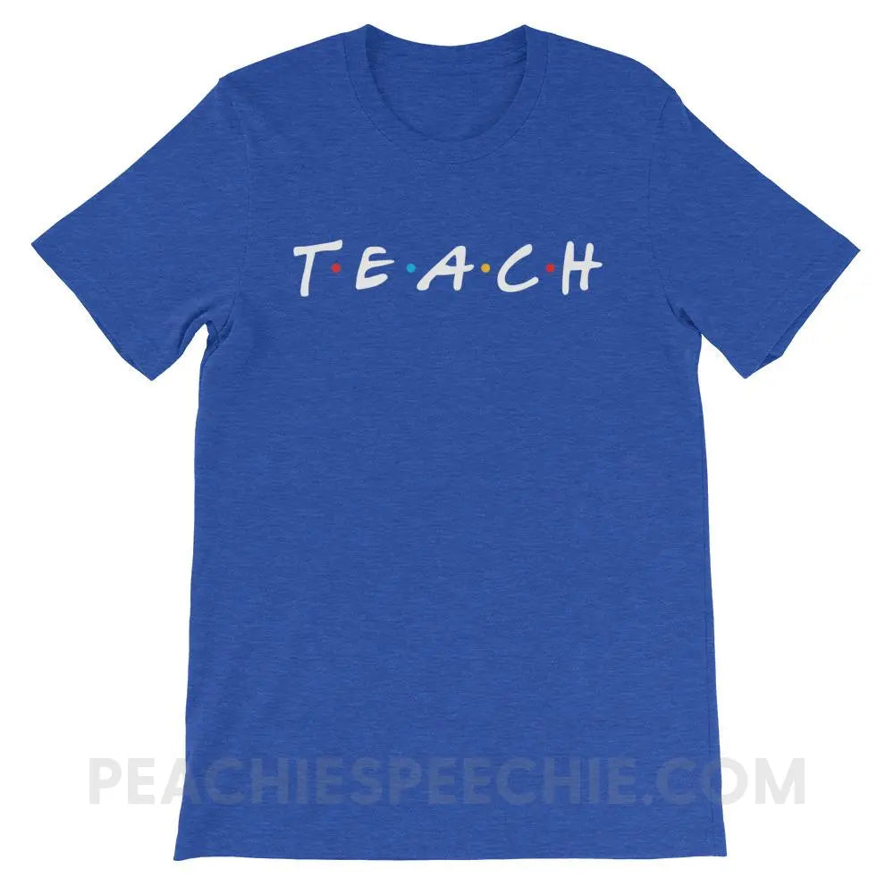 Friends Teach Premium Soft Tee - Heather True Royal / S - T-Shirts & Tops peachiespeechie.com
