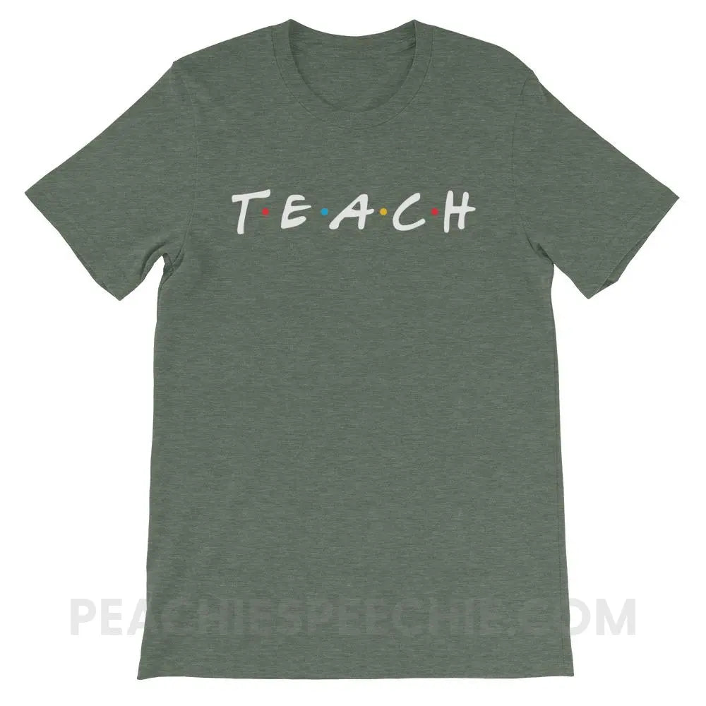 Friends Teach Premium Soft Tee - Heather Forest / S - T-Shirts & Tops peachiespeechie.com