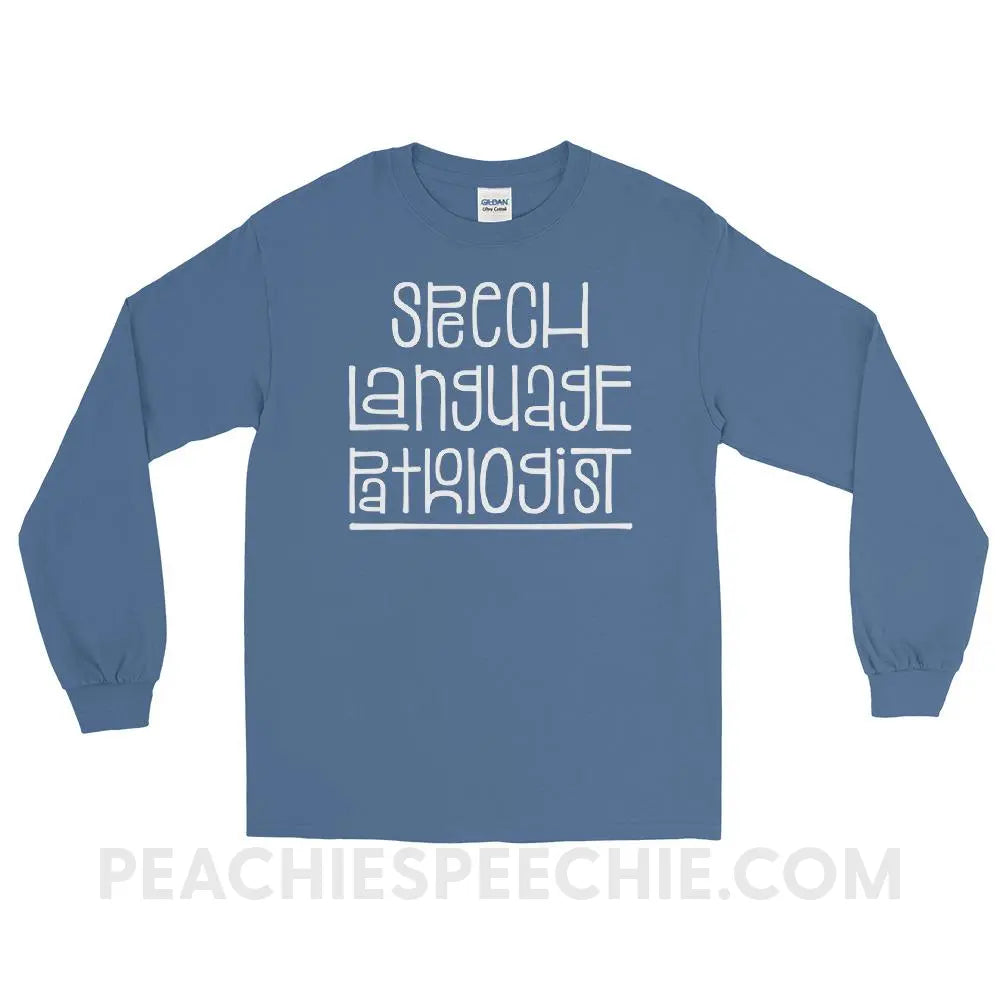 Fun Type SLP Long Sleeve Tee - Indigo Blue / S - T-Shirts & Tops peachiespeechie.com