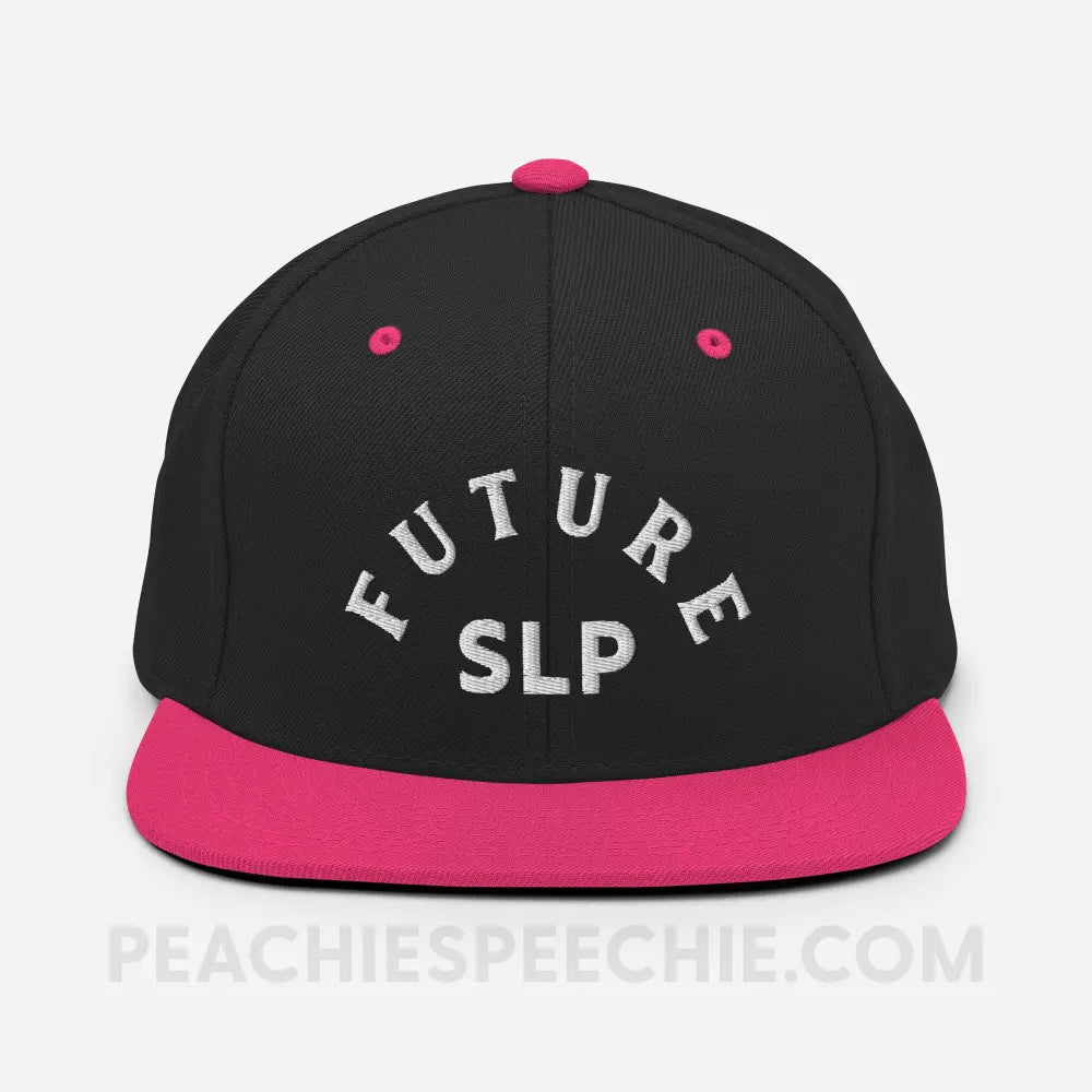 Future Speech-Language Pathologist Wool Bend Ball Cap - Black/ Neon Pink - peachiespeechie.com