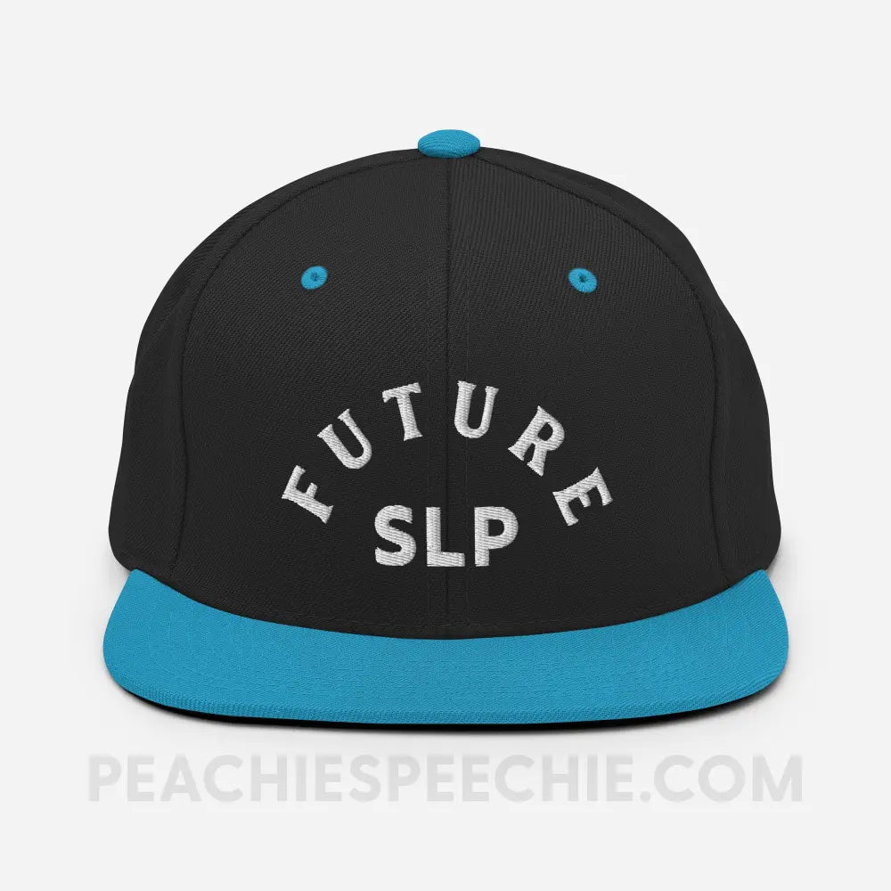 Future Speech-Language Pathologist Wool Bend Ball Cap - Black/ Teal - peachiespeechie.com