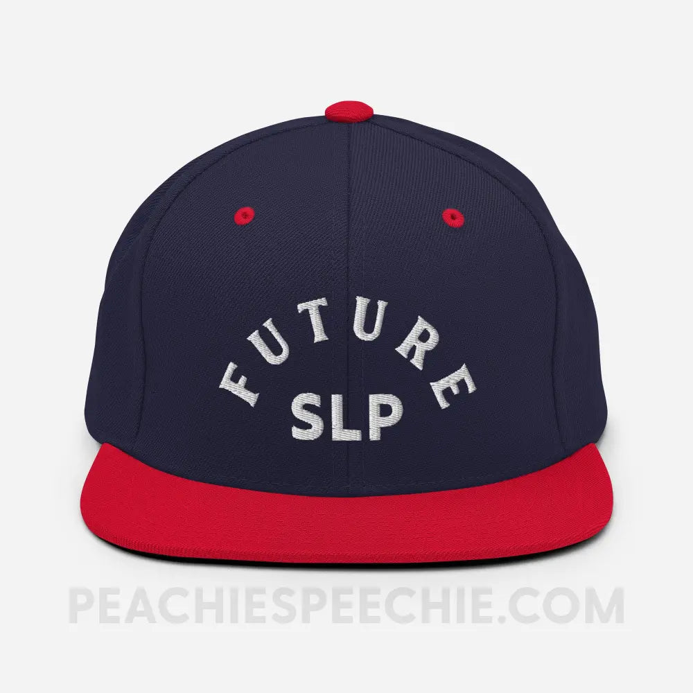 Future Speech-Language Pathologist Wool Bend Ball Cap - Navy/ Red - peachiespeechie.com