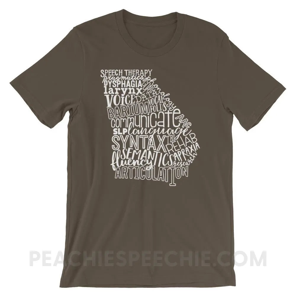 Georgia SLP Premium Soft Tee - Army / S - T-Shirts & Tops peachiespeechie.com