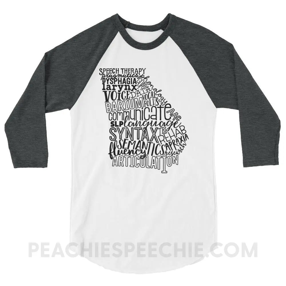 Georgia SLP Baseball Tee - White/Heather Charcoal / XS - T-Shirts & Tops peachiespeechie.com