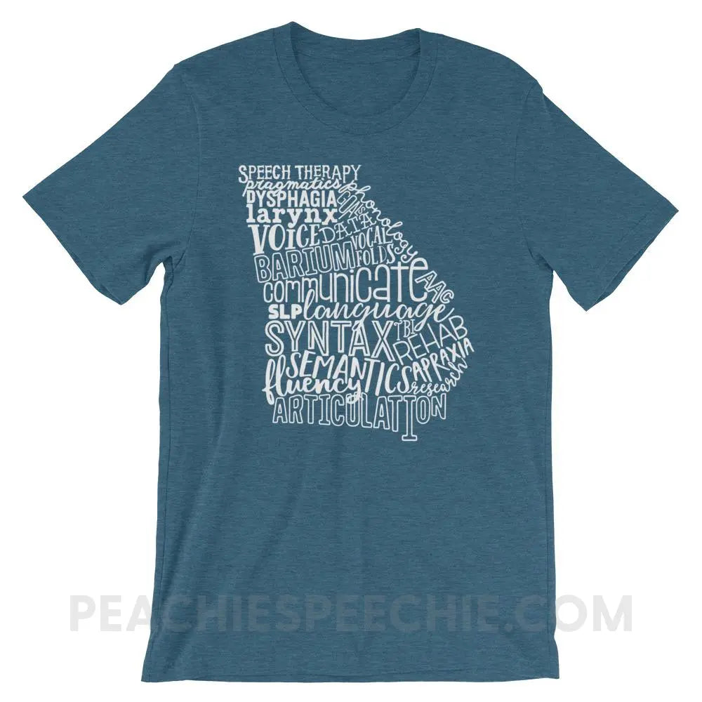 Georgia SLP Premium Soft Tee - Heather Deep Teal / S - T-Shirts & Tops peachiespeechie.com