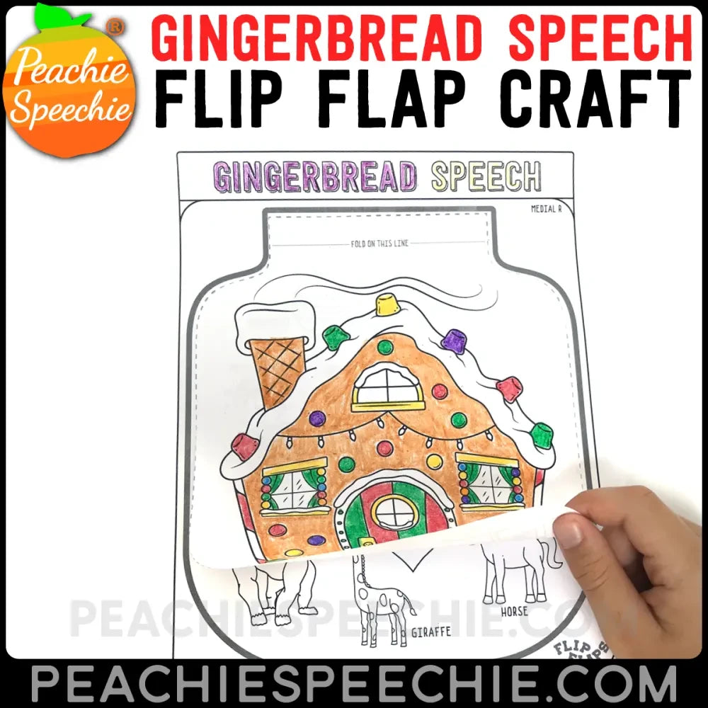 Gingerbread House Speech and Language Flip Flap Craft - Materials peachiespeechie.com