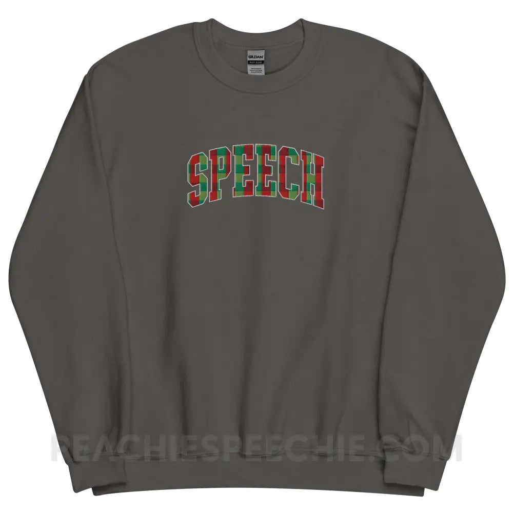 Plaid Speech Embroidered Classic Sweatshirt - Charcoal / S - peachiespeechie.com