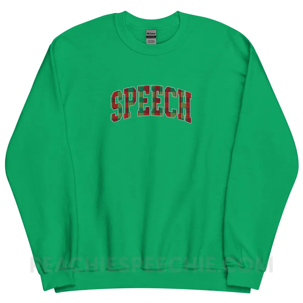 Plaid Speech Embroidered Classic Sweatshirt - Irish Green / S - peachiespeechie.com