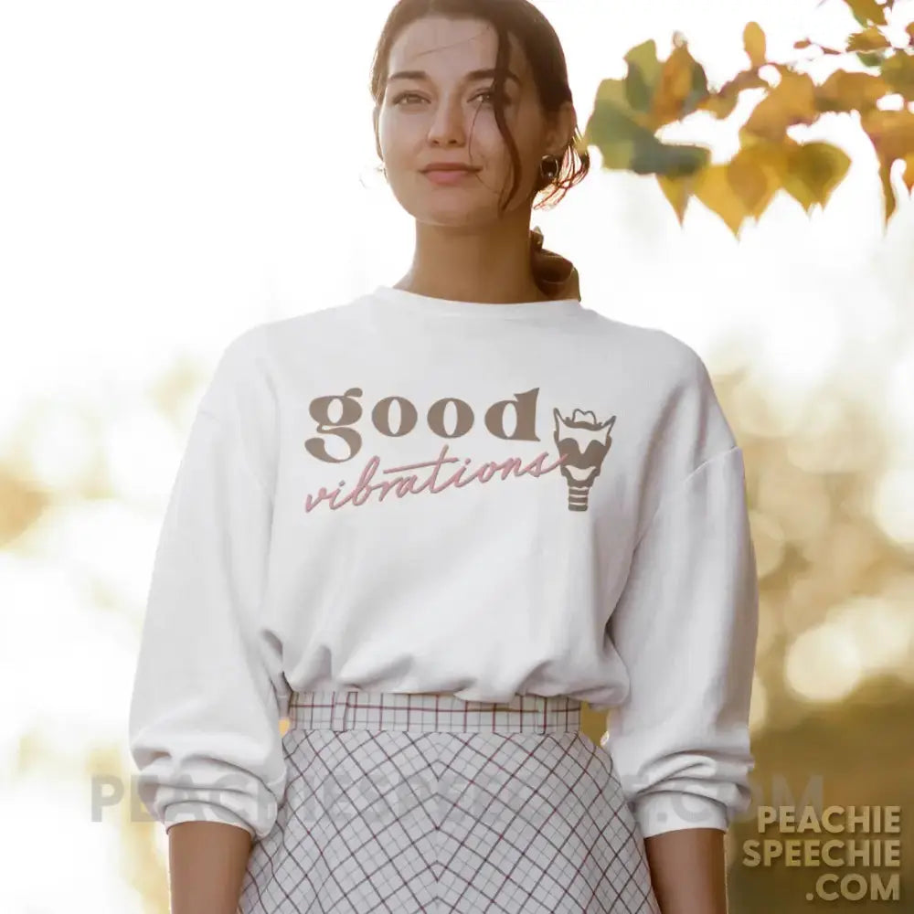 Good Vibrations Larynx Classic Sweatshirt - White / S peachiespeechie.com