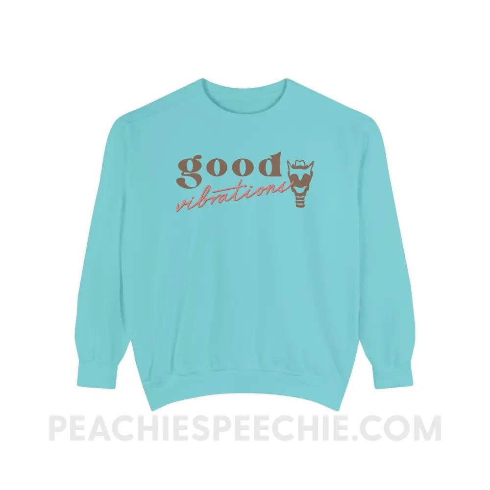 Good Vibrations Larynx Comfort Colors Crewneck - Chalky Mint / S - Sweatshirt peachiespeechie.com