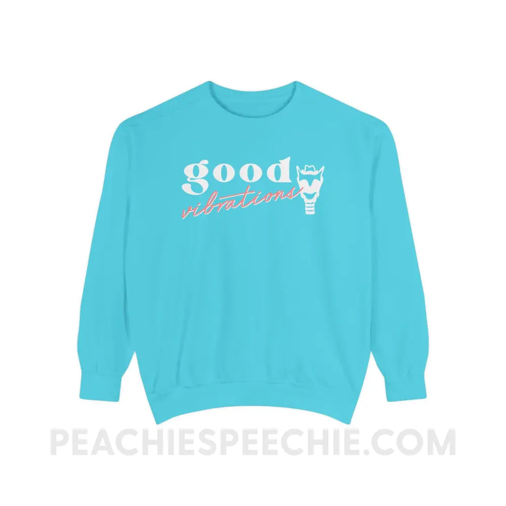 Good Vibrations Larynx Comfort Colors Crewneck - Lagoon Blue / 3XL - Sweatshirt peachiespeechie.com