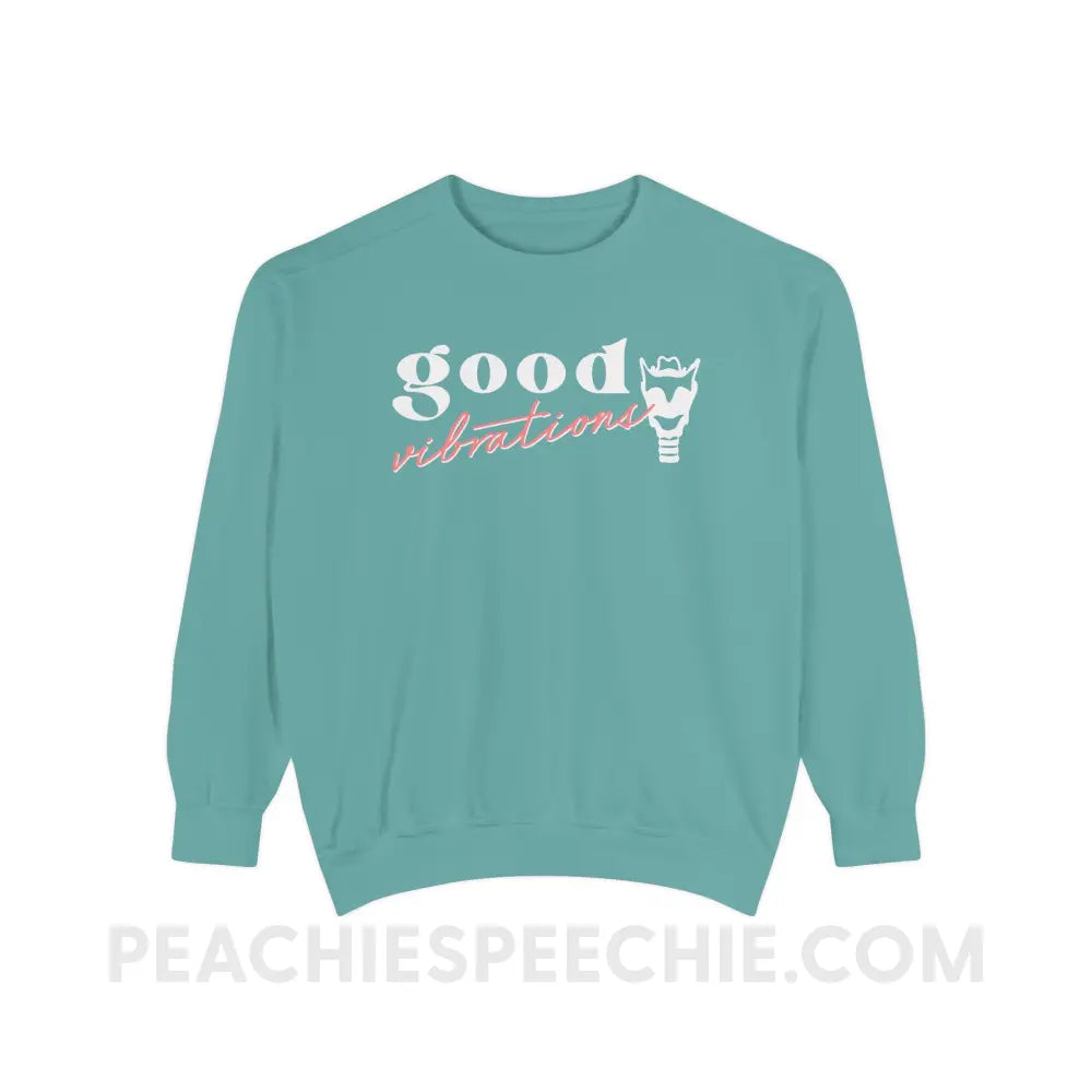 Good Vibrations Larynx Comfort Colors Crewneck - Seafoam / S - Sweatshirt peachiespeechie.com