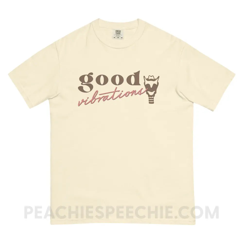 Good Vibrations Larynx Comfort Colors Tee - Ivory / S - T-Shirt peachiespeechie.com
