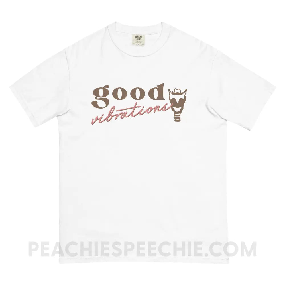 Good Vibrations Larynx Comfort Colors Tee - White / S - T-Shirt peachiespeechie.com