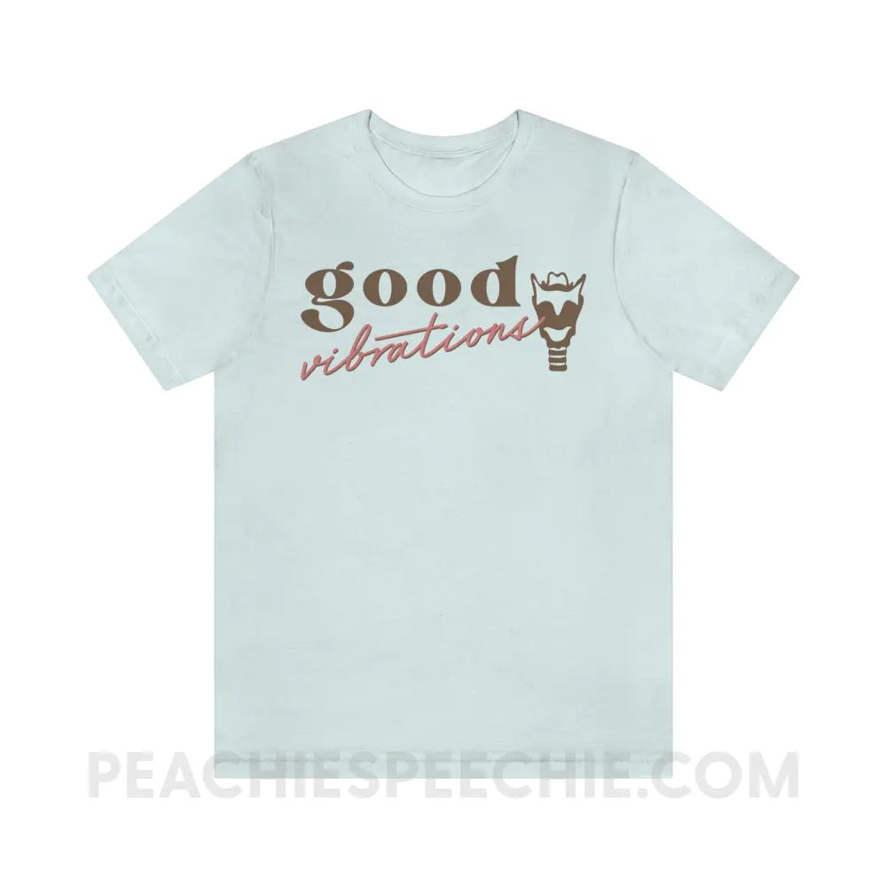 Good Vibrations Premium Soft Tee - Heather Ice Blue / S - T-Shirt peachiespeechie.com