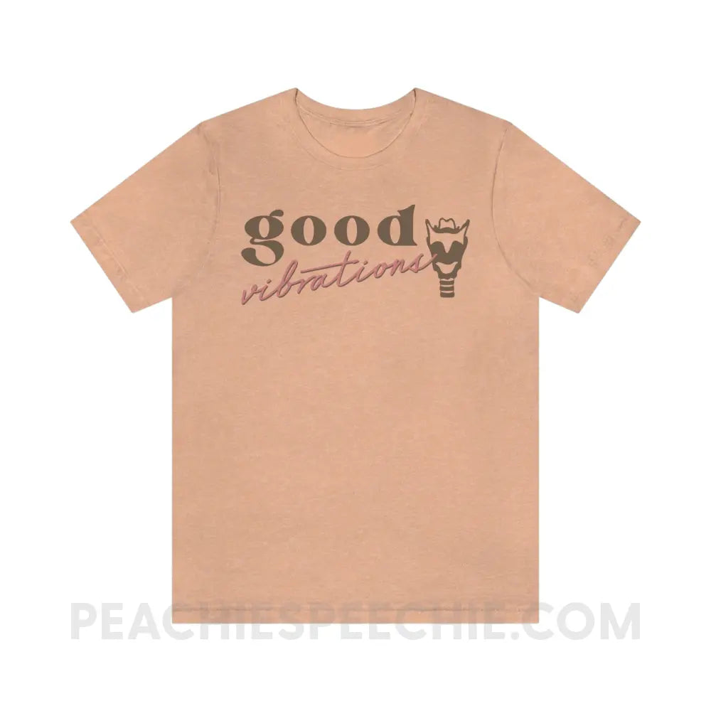 Good Vibrations Premium Soft Tee - Heather Peach / S - T-Shirt peachiespeechie.com