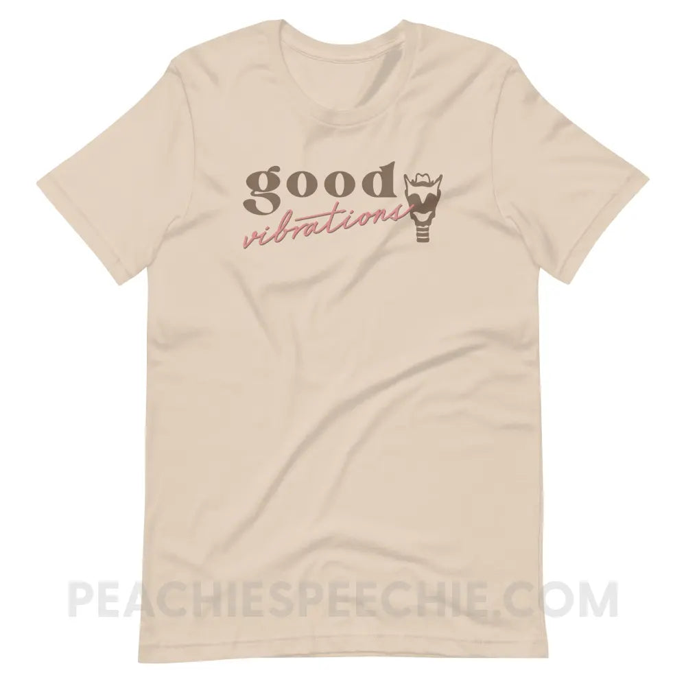 Good Vibrations Premium Soft Tee - Cream / S - T-Shirt peachiespeechie.com