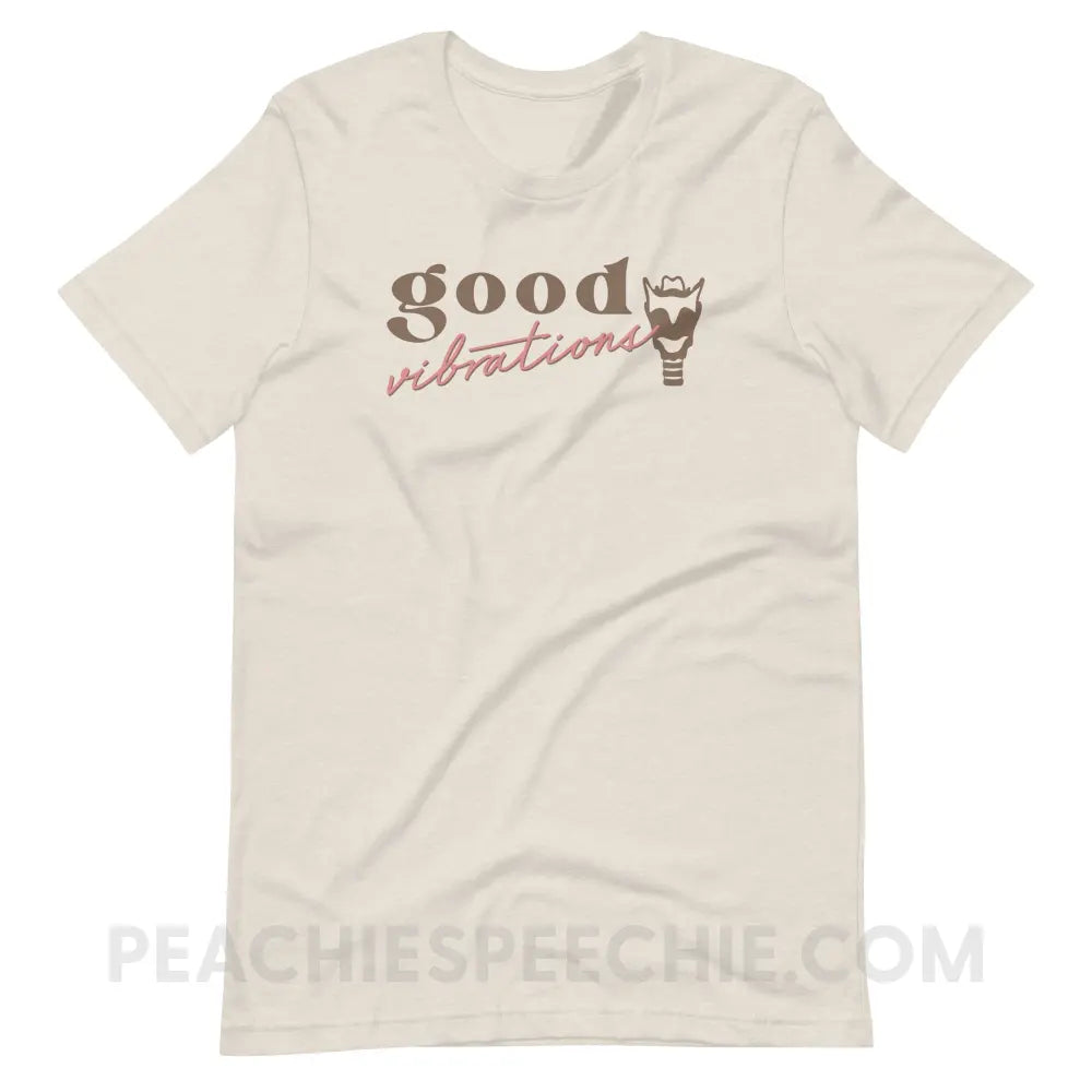 Good Vibrations Premium Soft Tee - Heather Dust / M - T-Shirt peachiespeechie.com