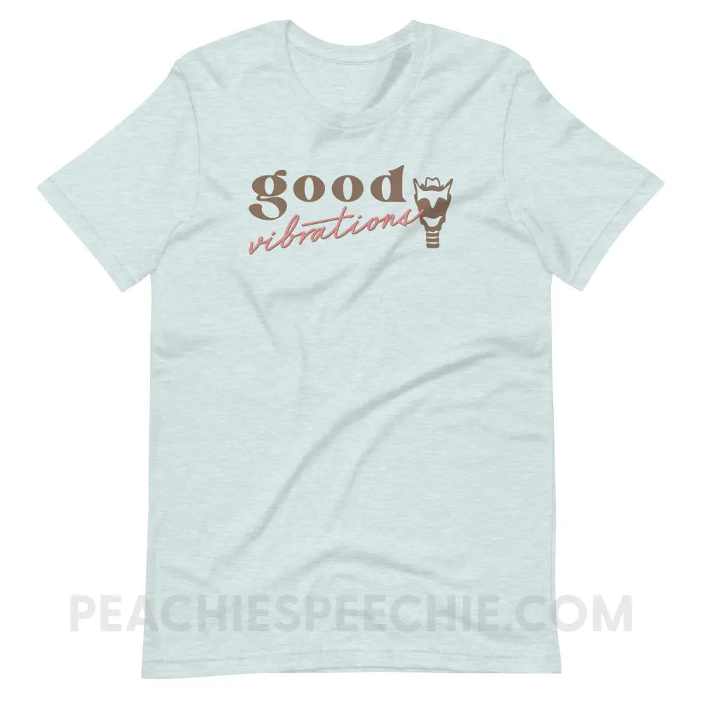 Good Vibrations Premium Soft Tee - Heather Prism Ice Blue / S - T-Shirt peachiespeechie.com