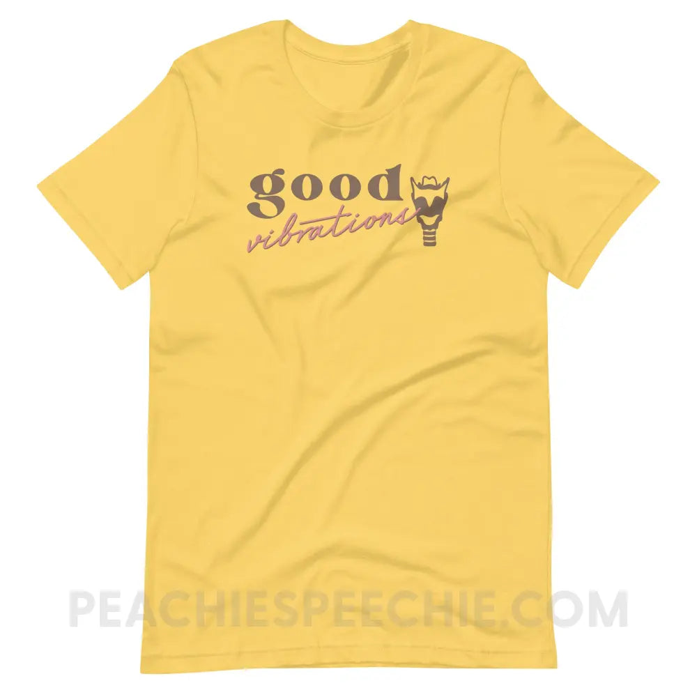 Good Vibrations Premium Soft Tee - Yellow / S - T-Shirt peachiespeechie.com