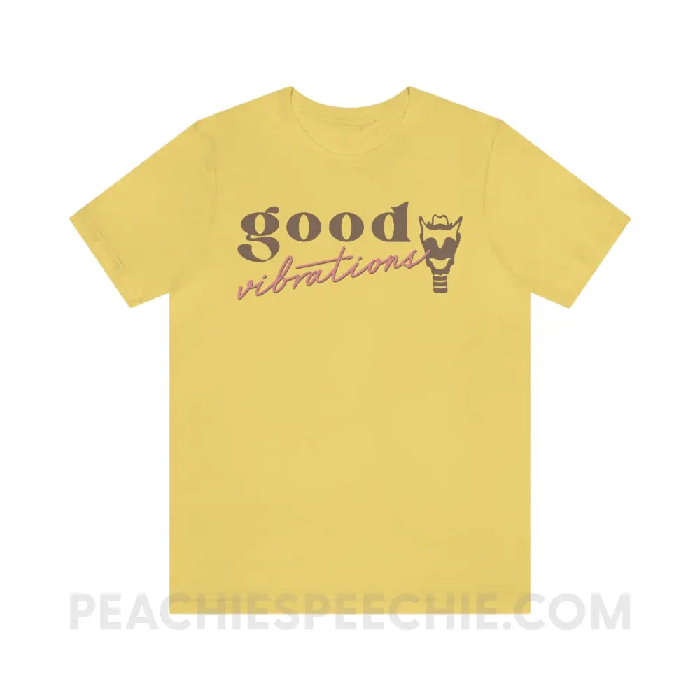 Good Vibrations Premium Soft Tee - Yellow / S - T-Shirt peachiespeechie.com