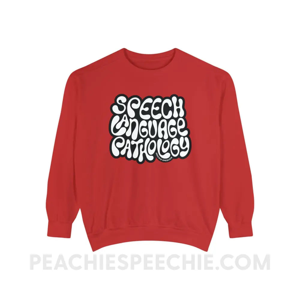 Gooey Speech Language Pathology Comfort Colors Crewneck - Crimson / S - Sweatshirt peachiespeechie.com