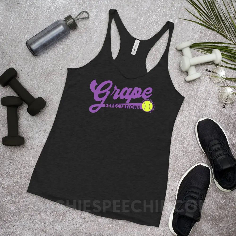 Grape Expectations Brookshade Tennis Tri-Blend Racerback - Vintage Black / XS - custom product peachiespeechie.com