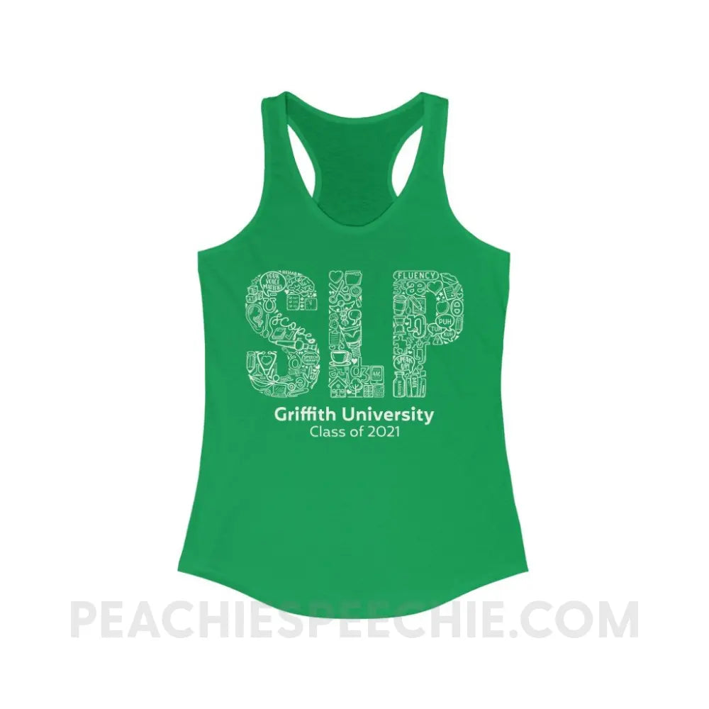 Griffith University Class of 2021 Superfly Racerback - Solid Kelly Green / XS - custom product peachiespeechie.com