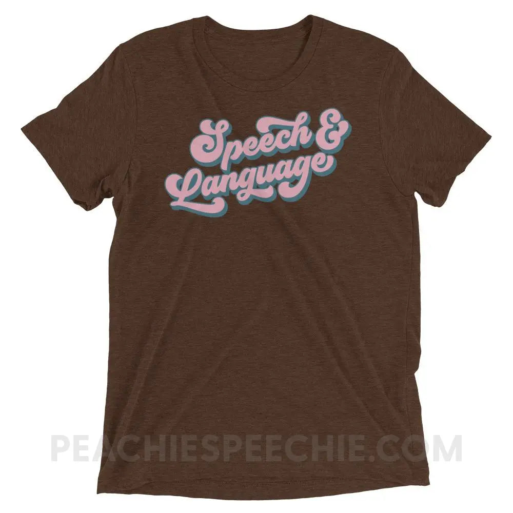 Groovy Speech & Language Tri-Blend Tee - Brown Triblend / XS - T-Shirts Tops peachiespeechie.com