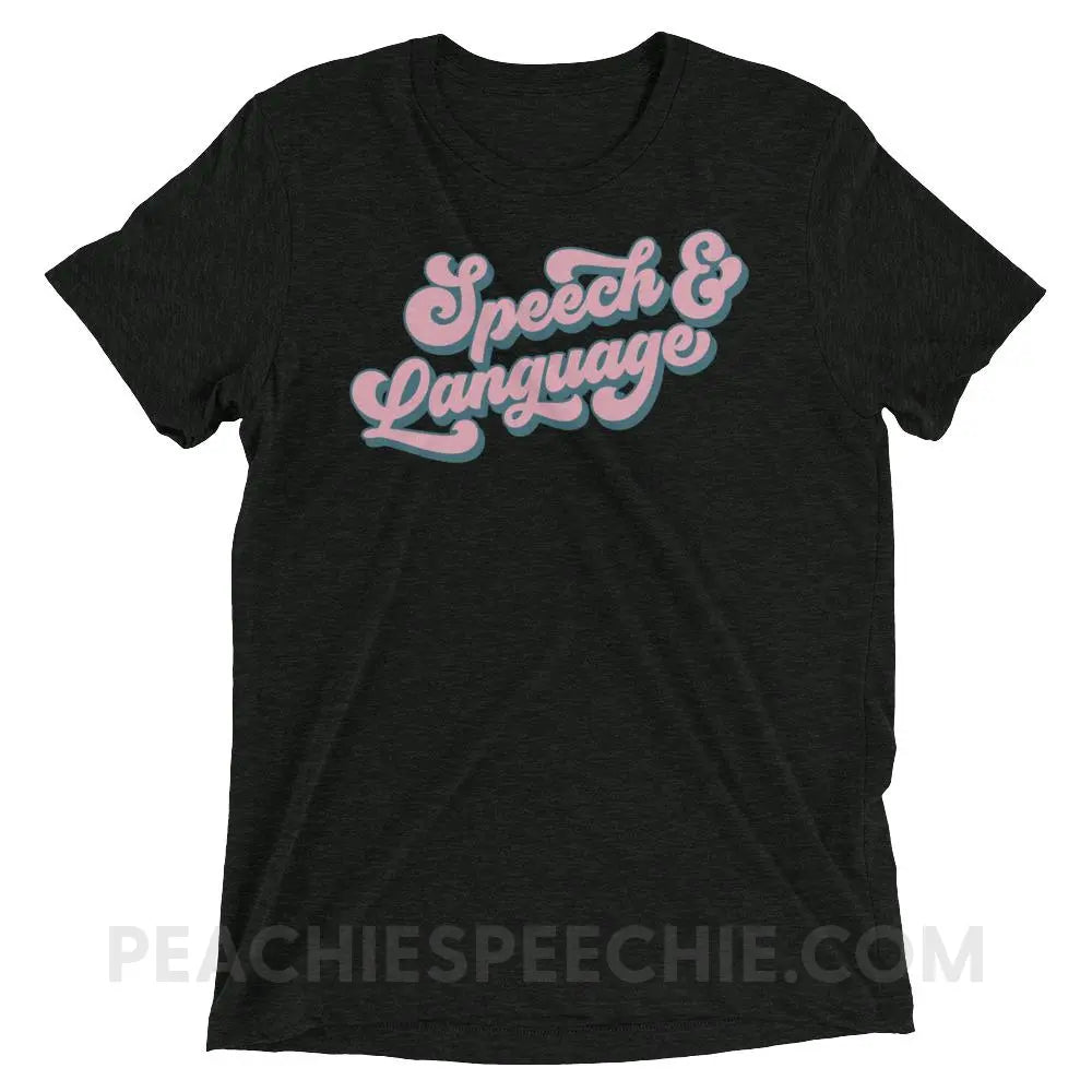 Groovy Speech & Language Tri-Blend Tee - Charcoal-Black Triblend / XS - T-Shirts Tops peachiespeechie.com