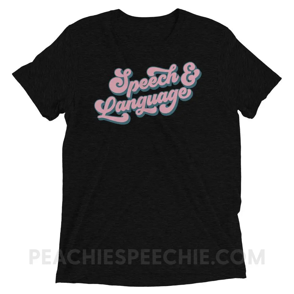 Groovy Speech & Language Tri-Blend Tee - Solid Black Triblend / XS - T-Shirts Tops peachiespeechie.com