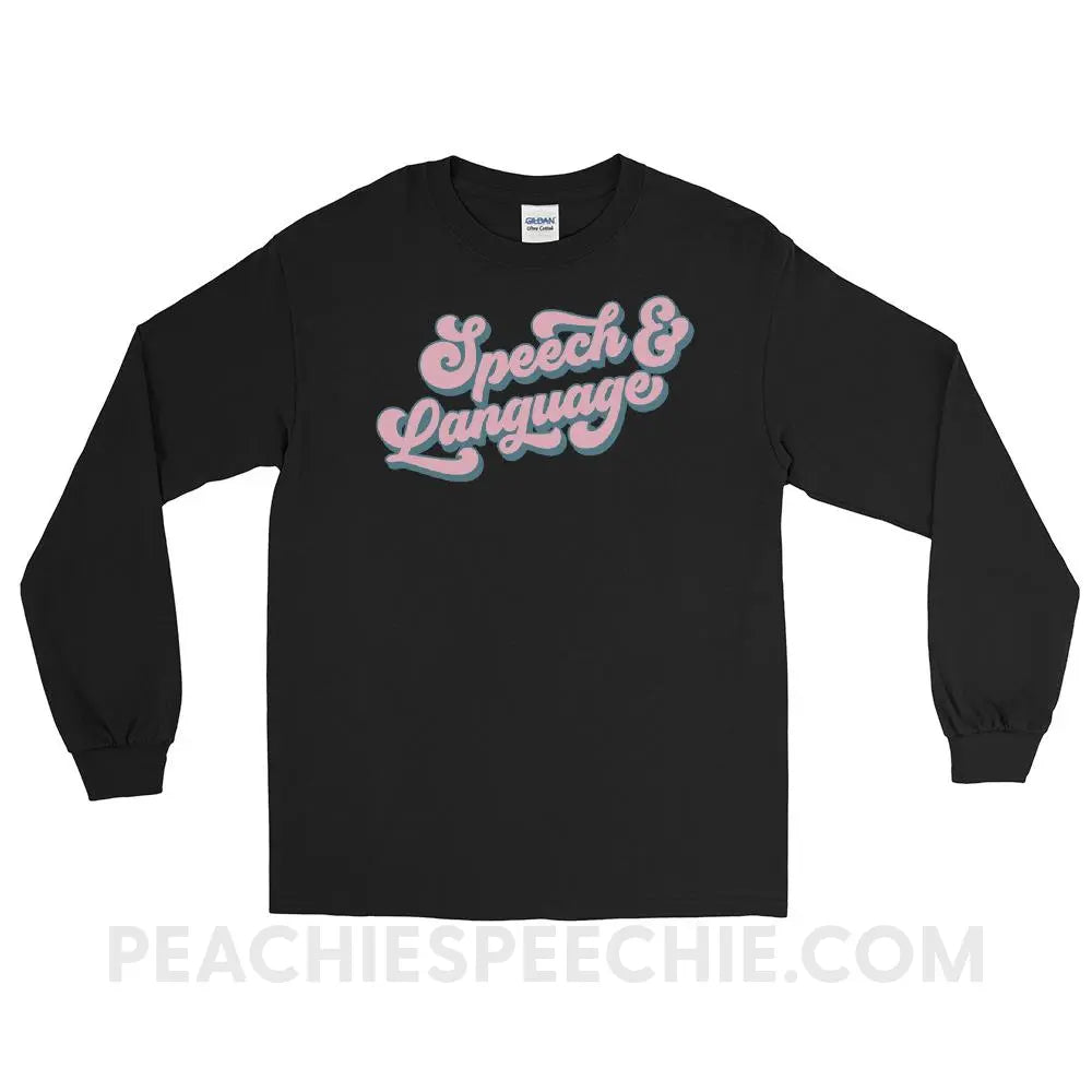 Groovy Speech & Language Long Sleeve Tee - Black / S - T-Shirts Tops peachiespeechie.com