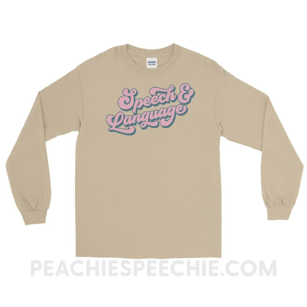 Groovy Speech & Language Long Sleeve Tee - Sand / S - T-Shirts Tops peachiespeechie.com