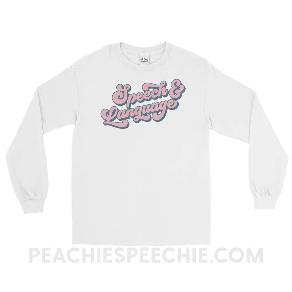Groovy Speech & Language Long Sleeve Tee - White / S - T-Shirts Tops peachiespeechie.com