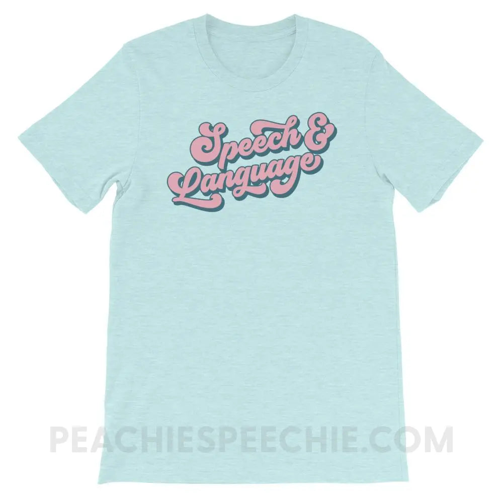 Groovy Speech & Language Premium Soft Tee - Heather Prism Ice Blue / XS - T - Shirts Tops peachiespeechie.com
