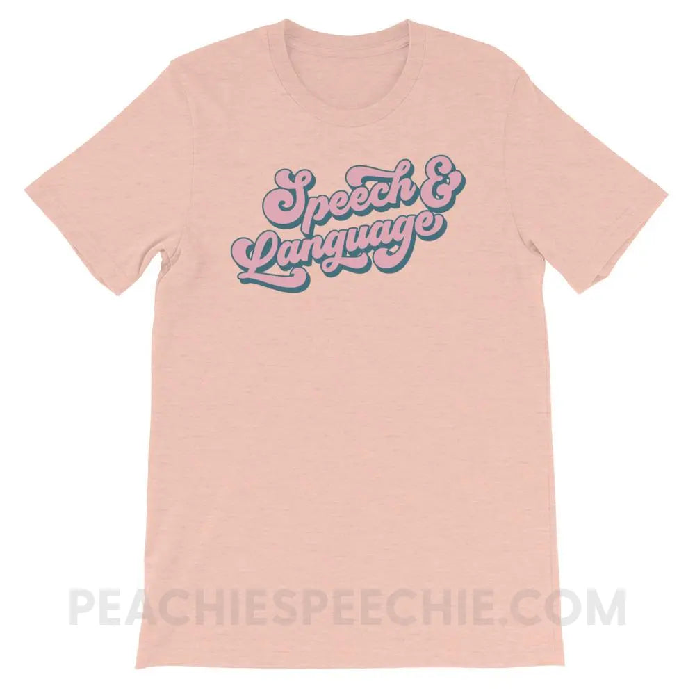 Groovy Speech & Language Premium Soft Tee - Heather Prism Peach / XS T - Shirts Tops peachiespeechie.com