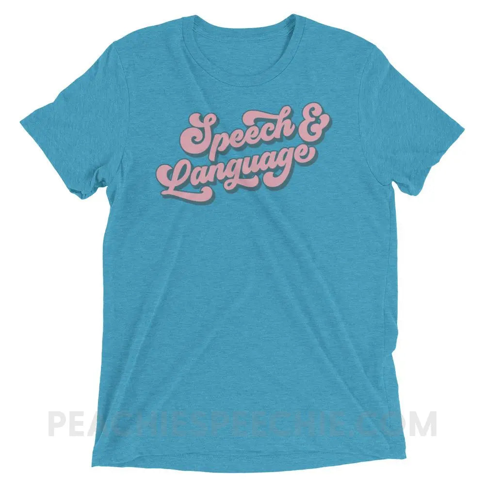 Groovy Speech & Language Tri-Blend Tee - Aqua Triblend / XS - T-Shirts Tops peachiespeechie.com