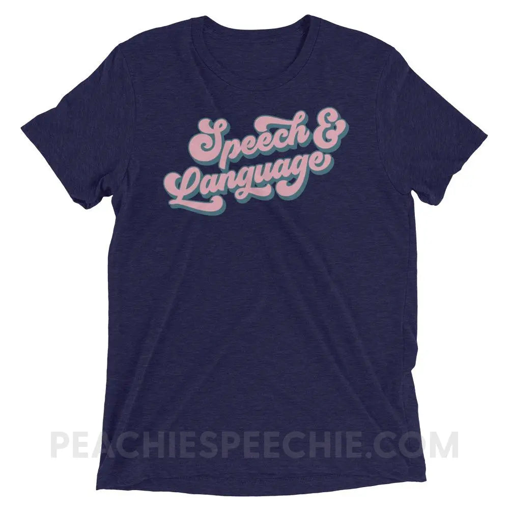 Groovy Speech & Language Tri-Blend Tee - Navy Triblend / XS - T-Shirts Tops peachiespeechie.com