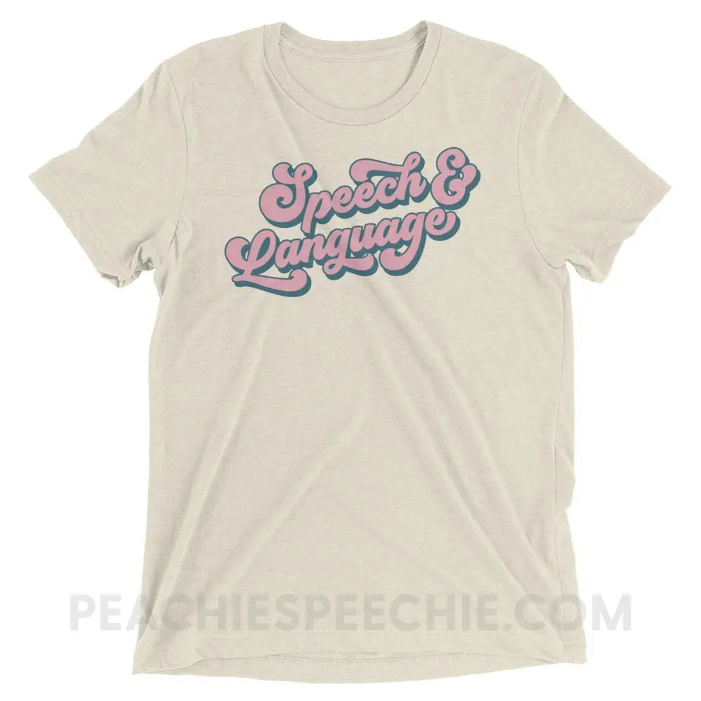 Groovy Speech & Language Tri-Blend Tee - Oatmeal Triblend / XS - T-Shirts Tops peachiespeechie.com