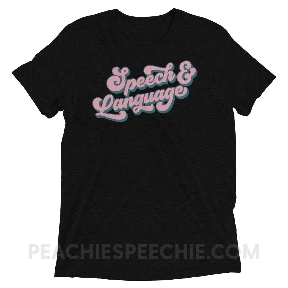 Groovy Speech & Language Tri-Blend Tee - Solid Black Triblend / XS - T-Shirts Tops peachiespeechie.com